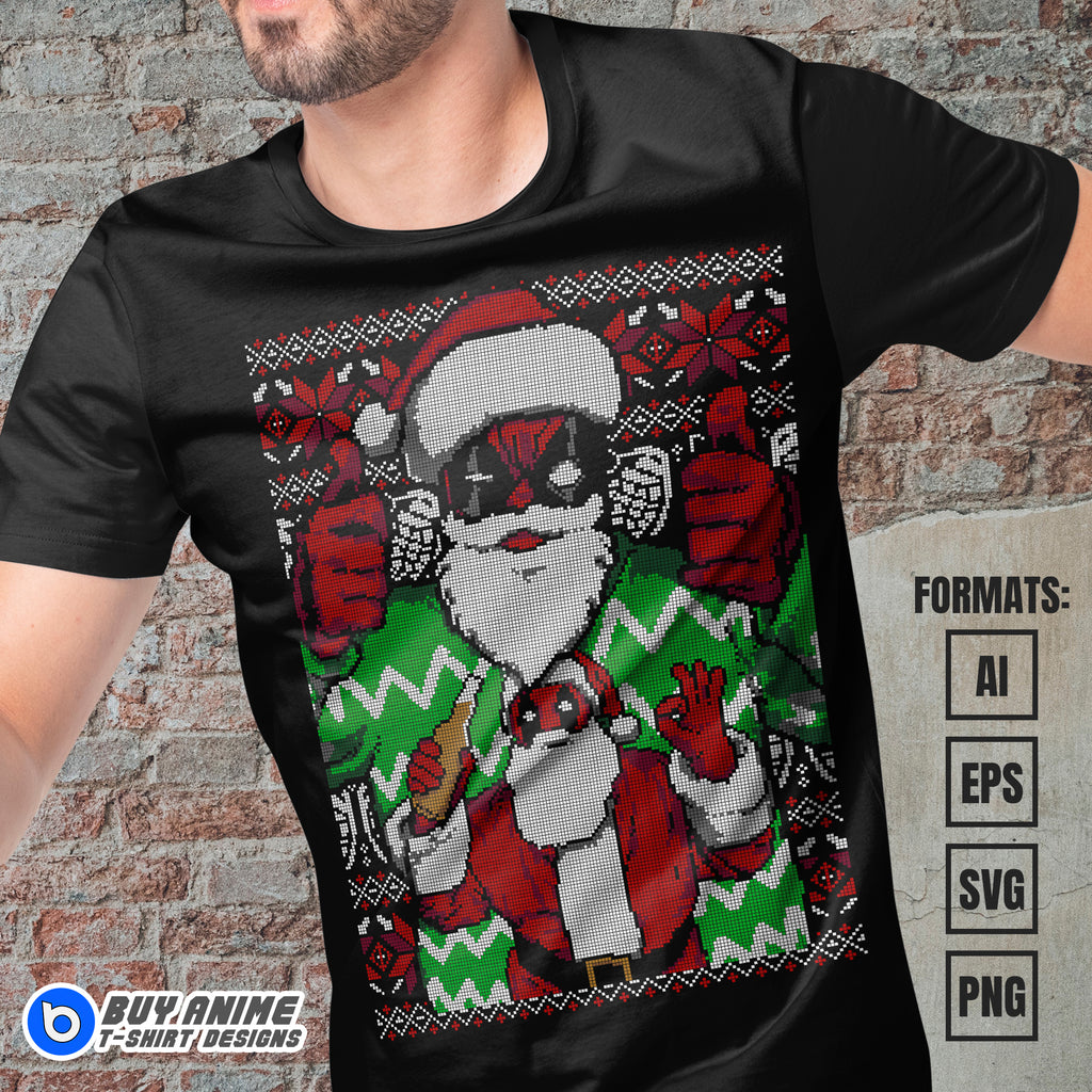 Premium Deadpool Christmas Vector T-shirt Design Template