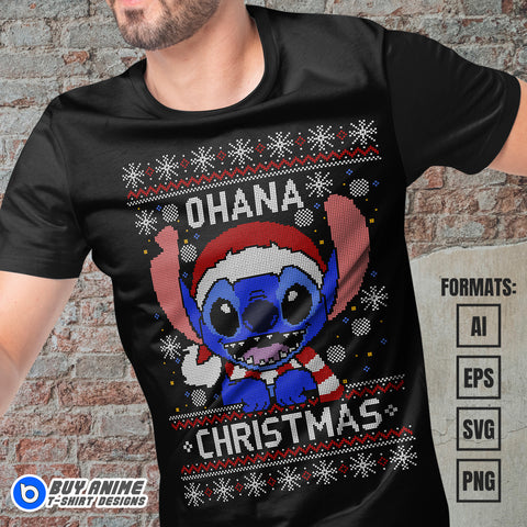 Premium Stitch Christmas Vector T-shirt Design Template