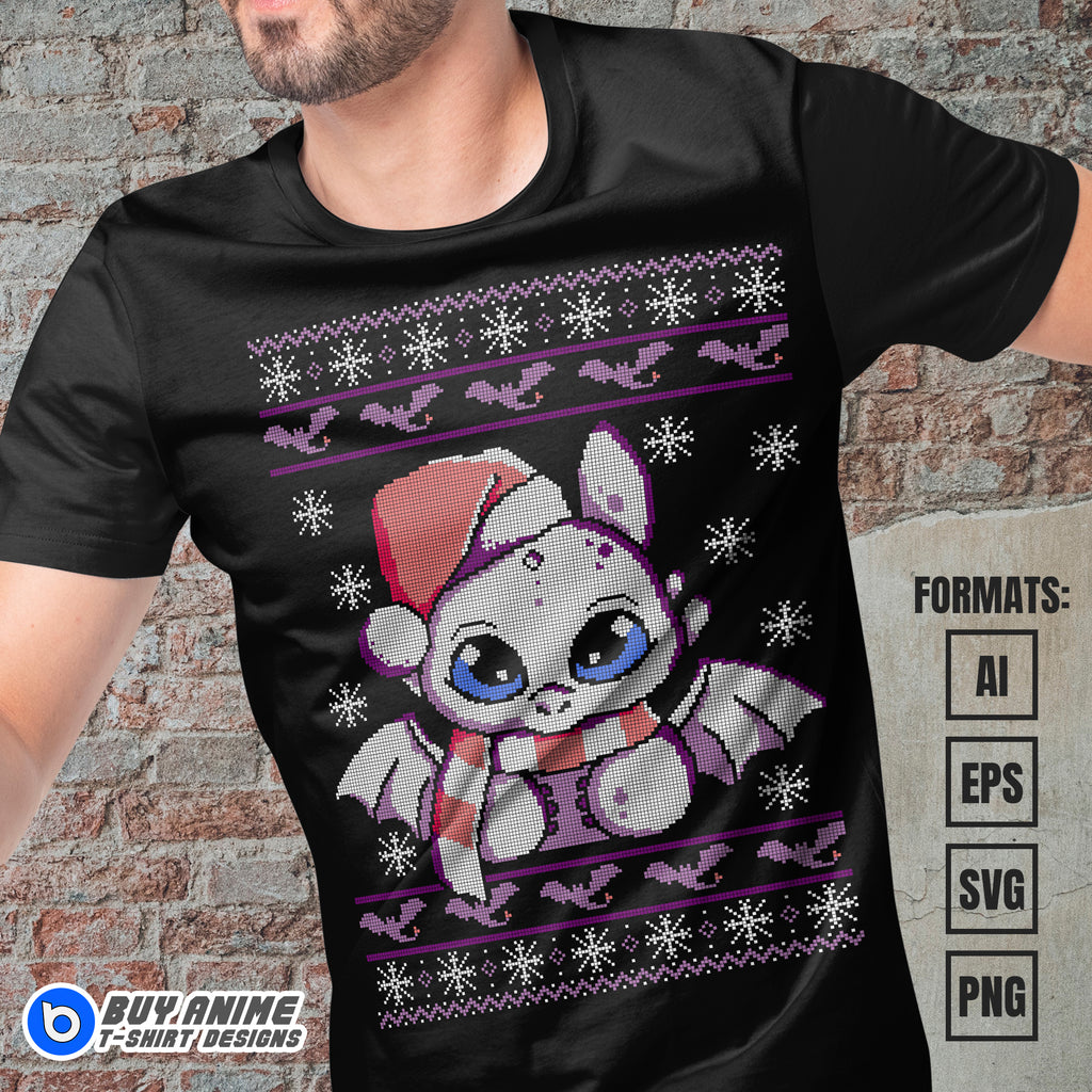Premium Light Fury How To Train Your Dragon Christmas Vector T-shirt Design Template