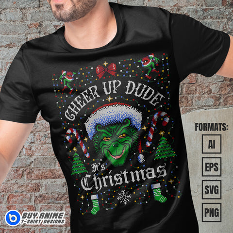 Premium Grinch Christmas Vector T-shirt Design Template