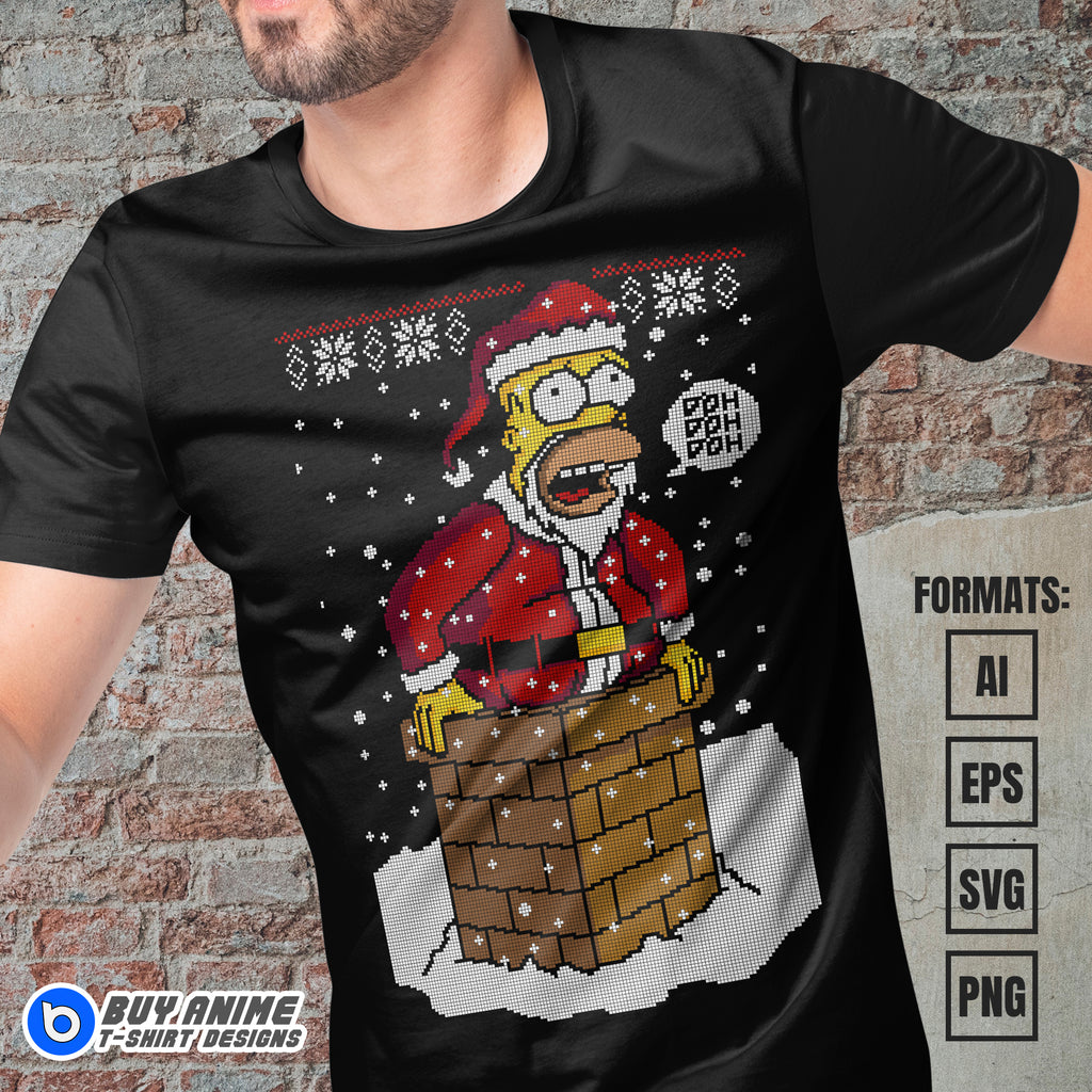 Premium Homer Simpson Christmas Vector T-shirt Design Template
