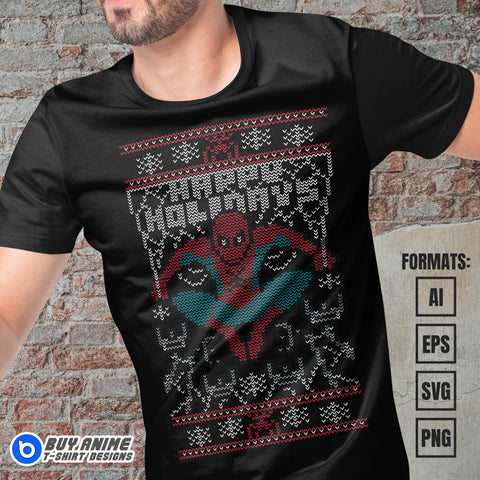 Premium Spider-Man Christmas Vector T-shirt Design Template