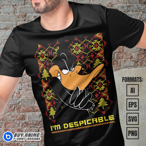 Premium Daffy Duck Christmas Vector T-shirt Design Template
