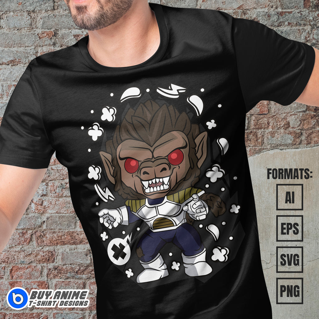 Premium Vegeta Great Ape Funko Vector T-shirt Design Template