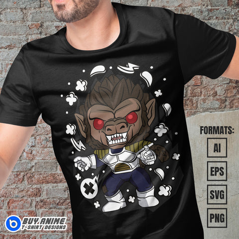 Premium Vegeta Great Ape Funko Vector T-shirt Design Template