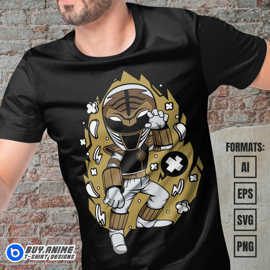 Premium White Ranger Power Rangers Funko Vector T-shirt Design Template #2