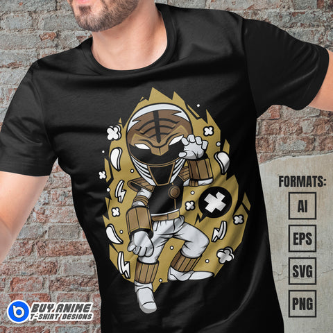 Premium White Ranger Power Rangers Funko Vector T-shirt Design Template #2