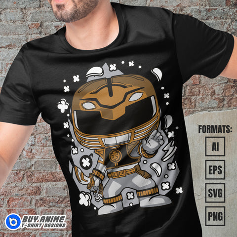 Premium White Ranger Power Rangers Funko Vector T-shirt Design Template