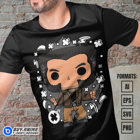 Premium Wolverine X-Men Funko Vector T-shirt Design Template