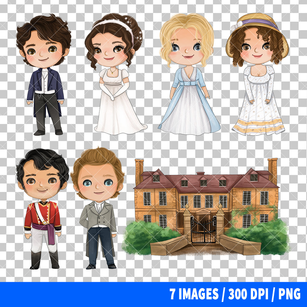 Pride and Prejudice Clipart PNG Bundle