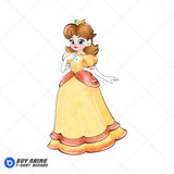 Princess Daisy Super Mario Watercolor Clipart PNG Hand Drawn Illustration