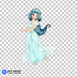 Princess Jasmine Aladdin Watercolor Clipart PNG Hand Drawn Illustration