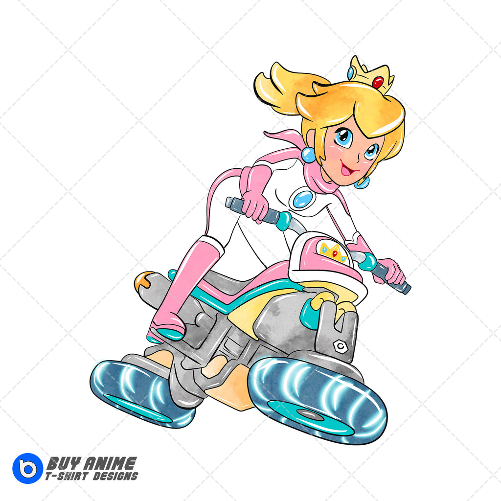 Princess Peach Super Mario Watercolor Clipart PNG Hand Drawn Illustration