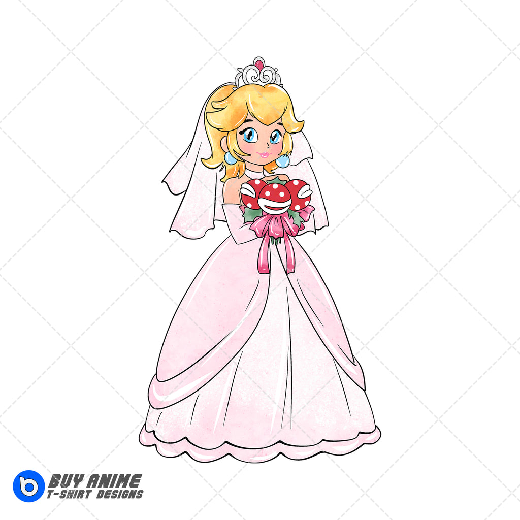 Princess Peach Super Mario Watercolor Clipart PNG Hand Drawn Illustration #3