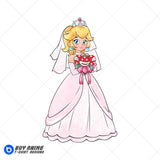 Princess Peach Super Mario Watercolor Clipart PNG Hand Drawn Illustration #3