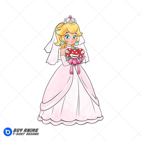 Princess Peach Super Mario Watercolor Clipart PNG Hand Drawn Illustration #3