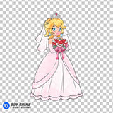 Princess Peach Super Mario Watercolor Clipart PNG Hand Drawn Illustration #3