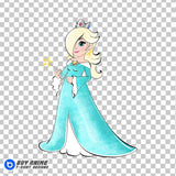 Princess Rosalina Super Mario Watercolor Clipart PNG Hand Drawn Illustration
