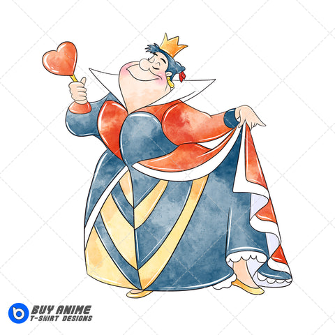 Queen of Hearts Alice in Wonderland Watercolor Clipart PNG Hand Drawn Illustration