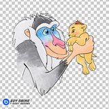 Rafiki and Simba The Lion King Watercolor Clipart PNG Hand Drawn Illustration