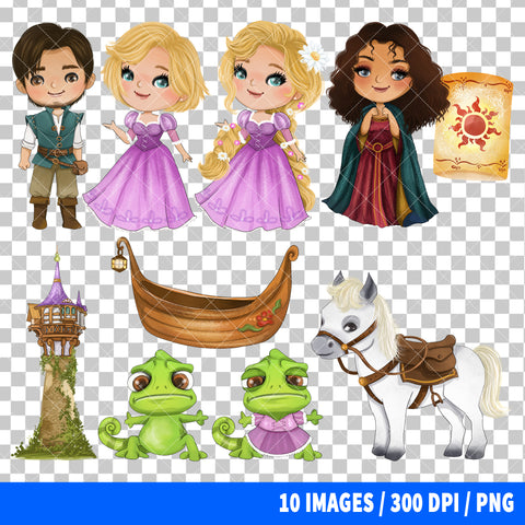 Rapunzel Clipart PNG Bundle