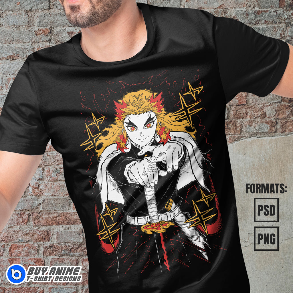 Rengoku Demon Slayer Anime Vector T-shirt Design Template