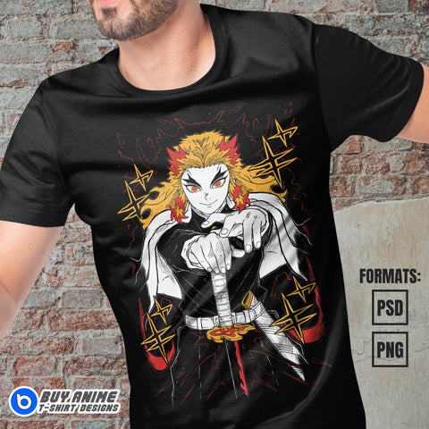 Rengoku Demon Slayer Anime Vector T-shirt Design Template