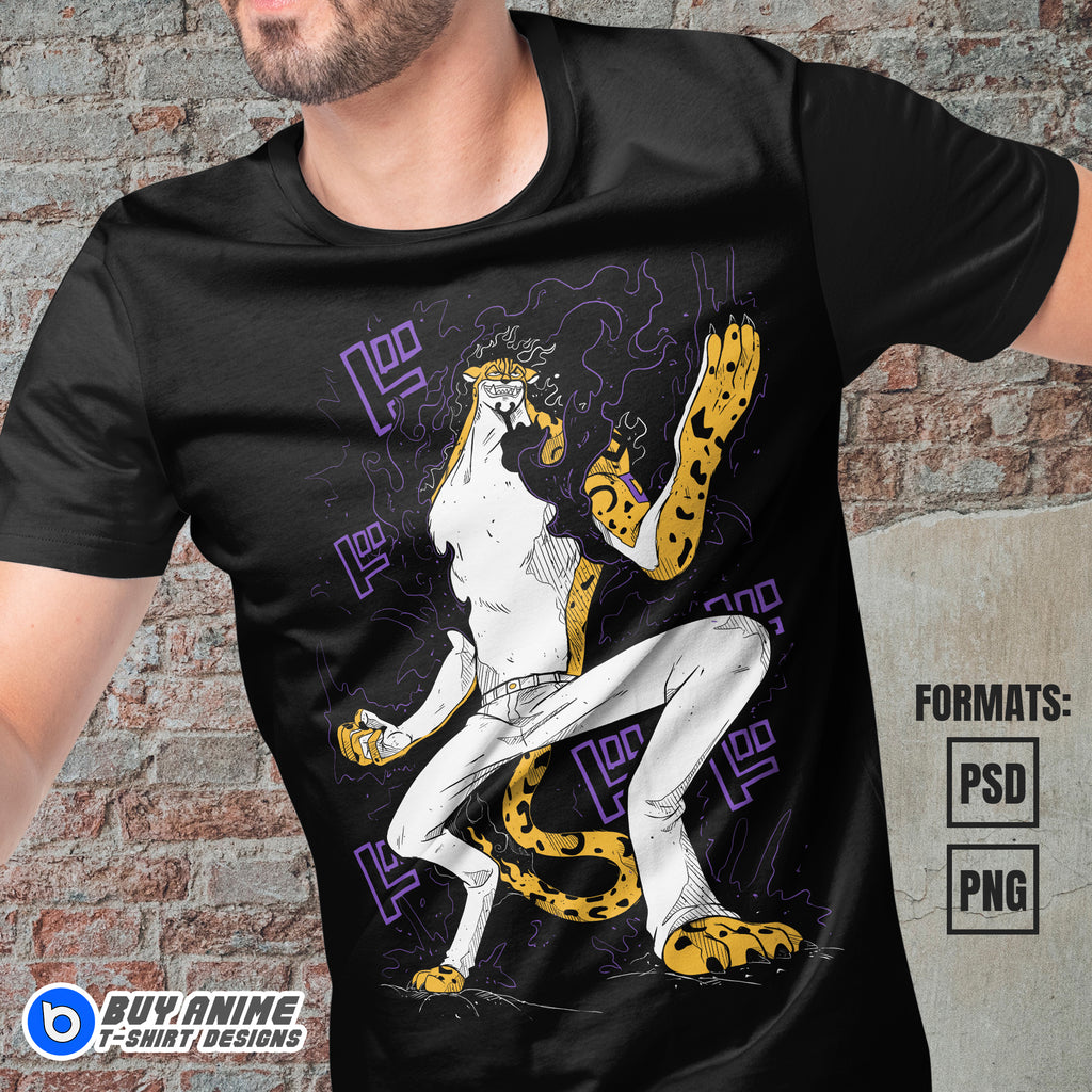 Rob Lucci One Piece Anime Vector T-shirt Design Template