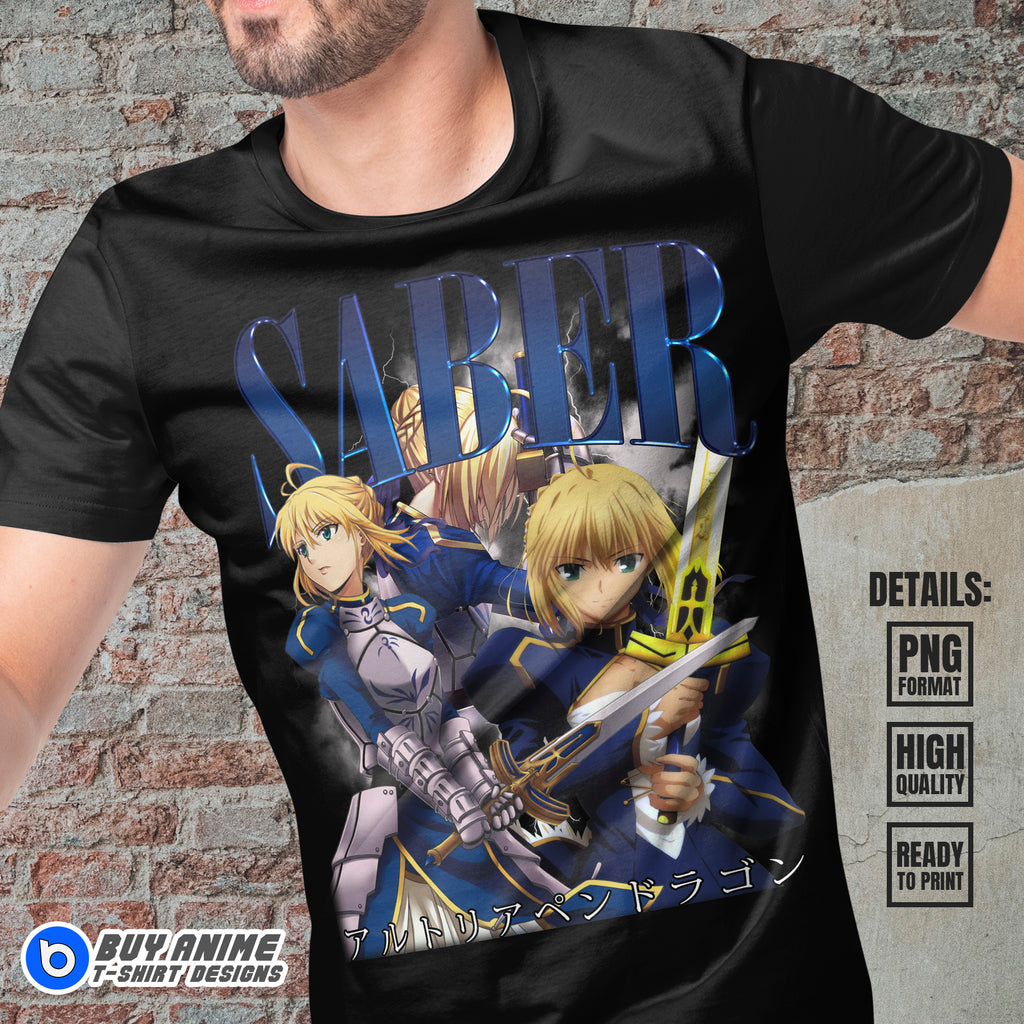 Saber Fate Stay Night Anime Bootleg T-shirt Design