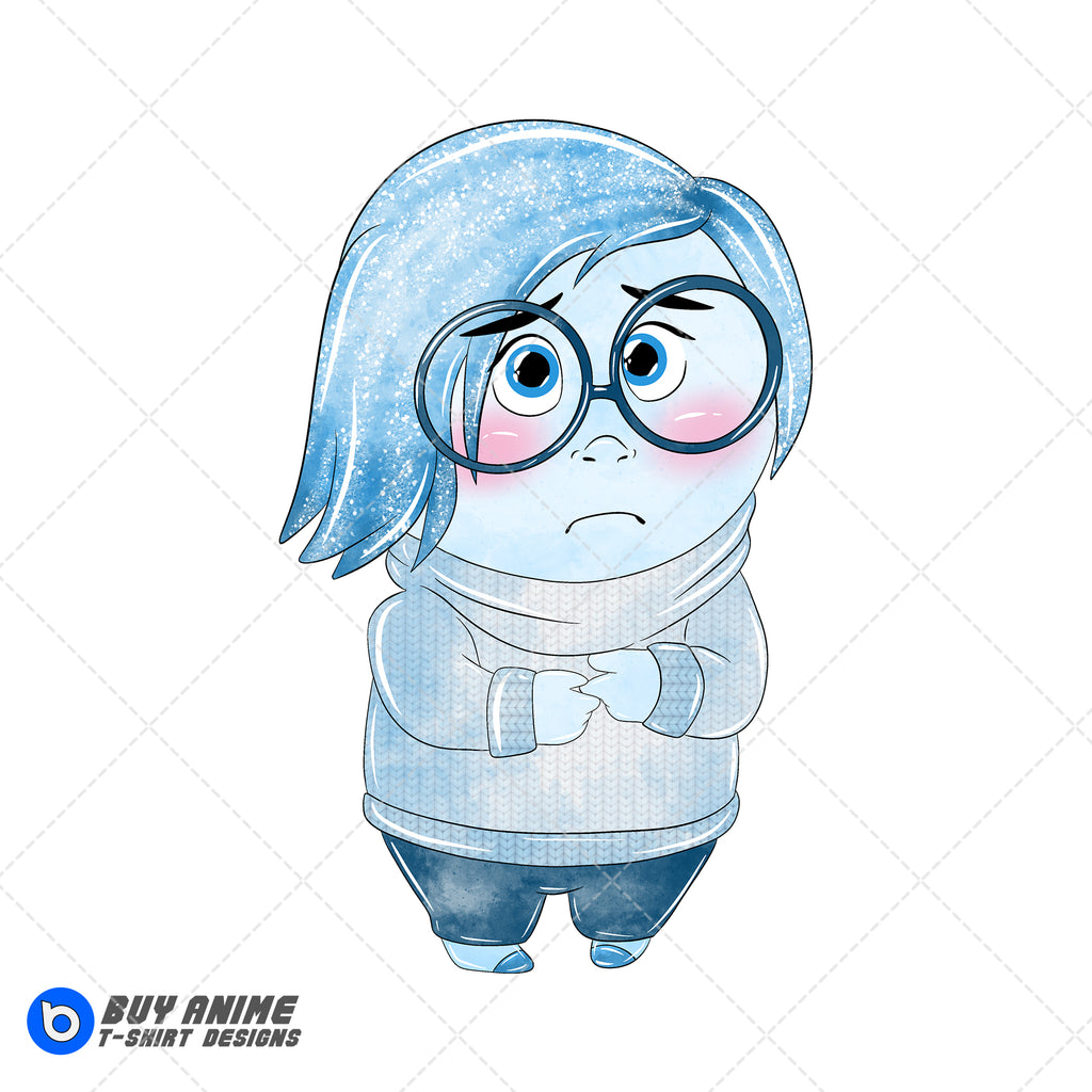 Sadness Inside Out Watercolor Clipart PNG Hand Drawn Illustration