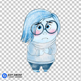 Sadness Inside Out Watercolor Clipart PNG Hand Drawn Illustration