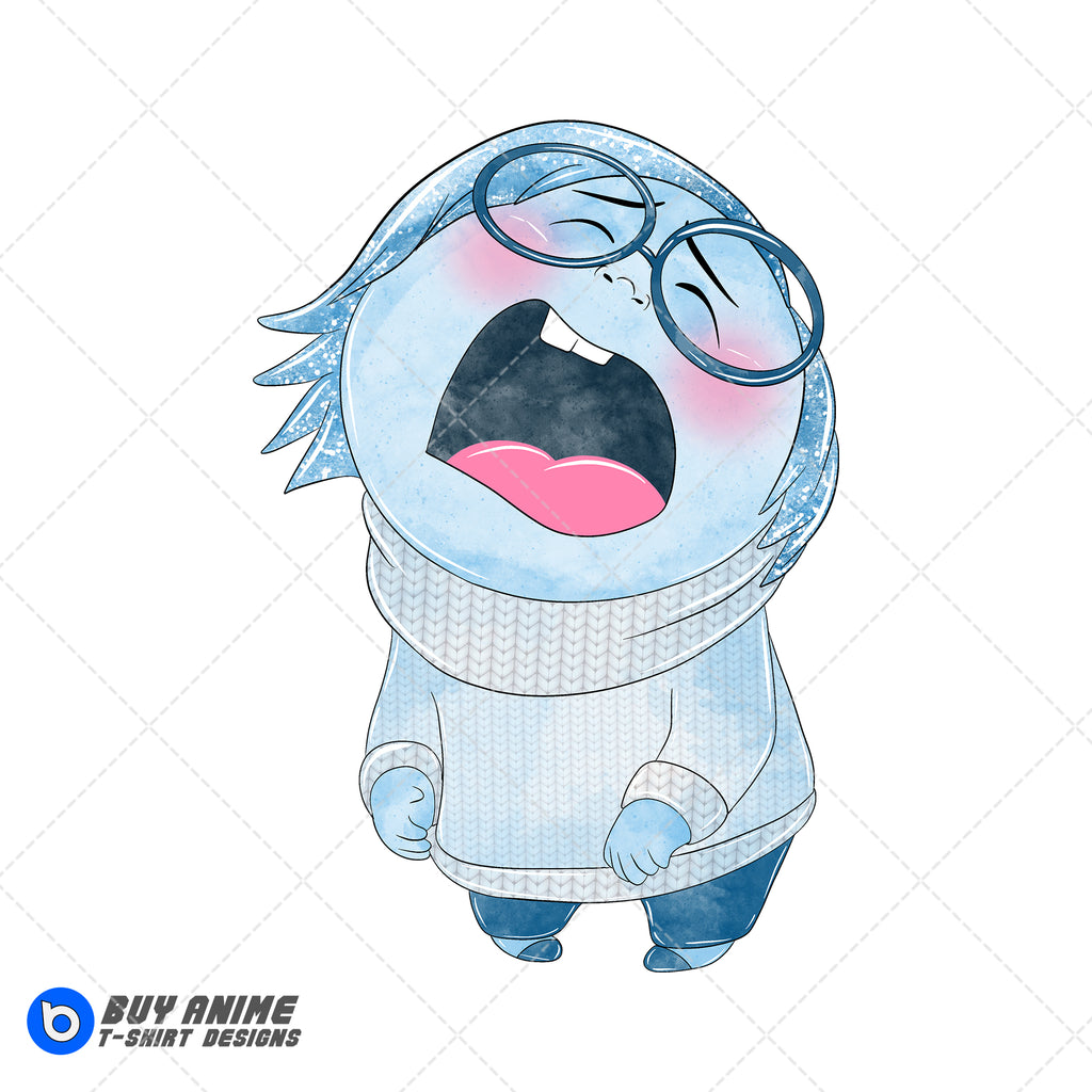 Sadness Inside Out Watercolor Clipart PNG Hand Drawn Illustration #2