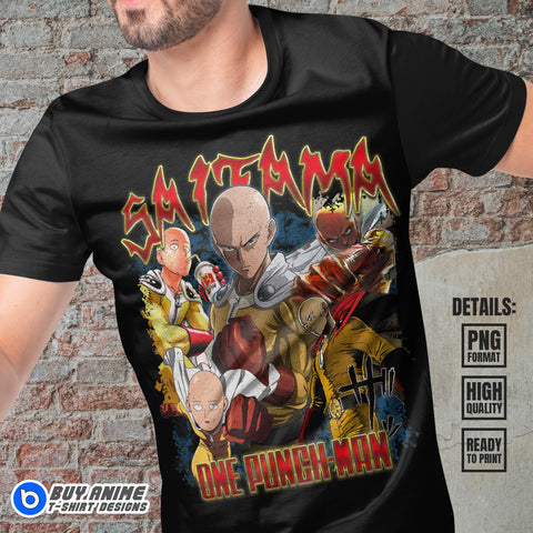 Saitama One Punch Man Anime Bootleg T-shirt Design