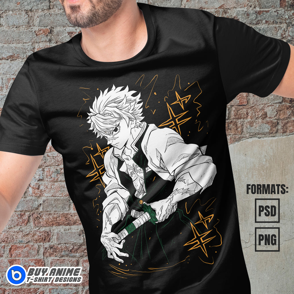Sanemi Demon Slayer Anime Vector T-shirt Design Template