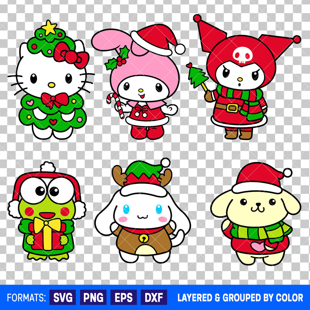 Sanrio Characters Christmas Bundle SVG Cut Files for Cricut and Silhouette