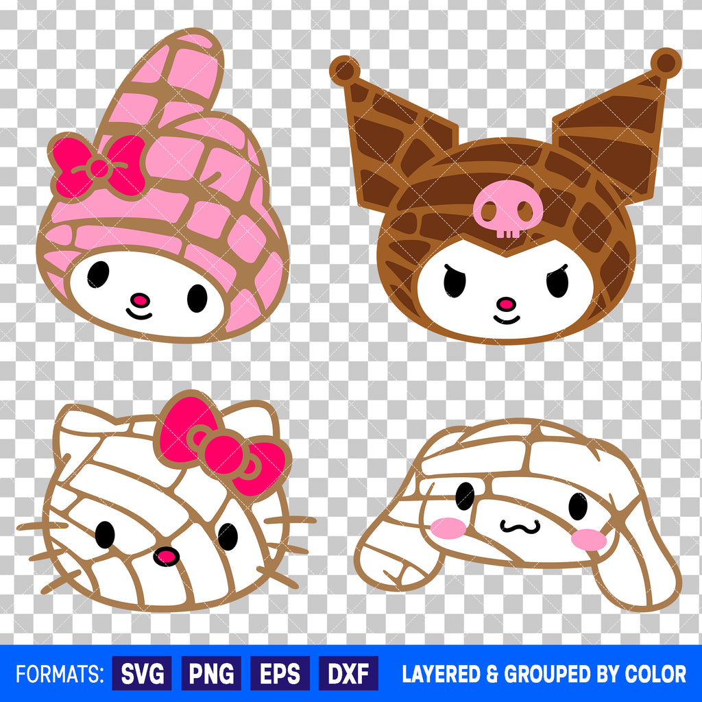 Sanrio Characters Conchas Bundle SVG Cut Files for Cricut and Silhouette