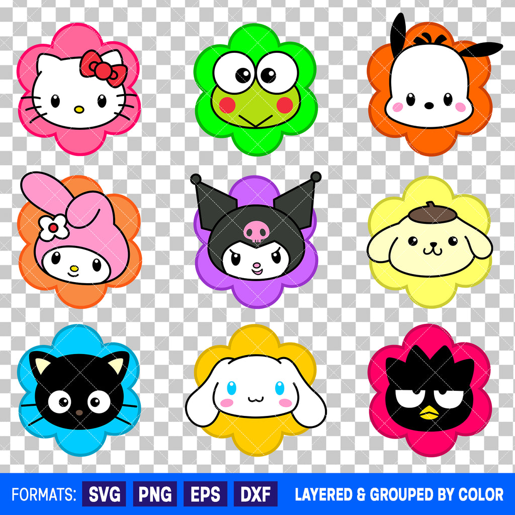 Sanrio Characters Flower Bundle SVG Cut Files for Cricut and Silhouette