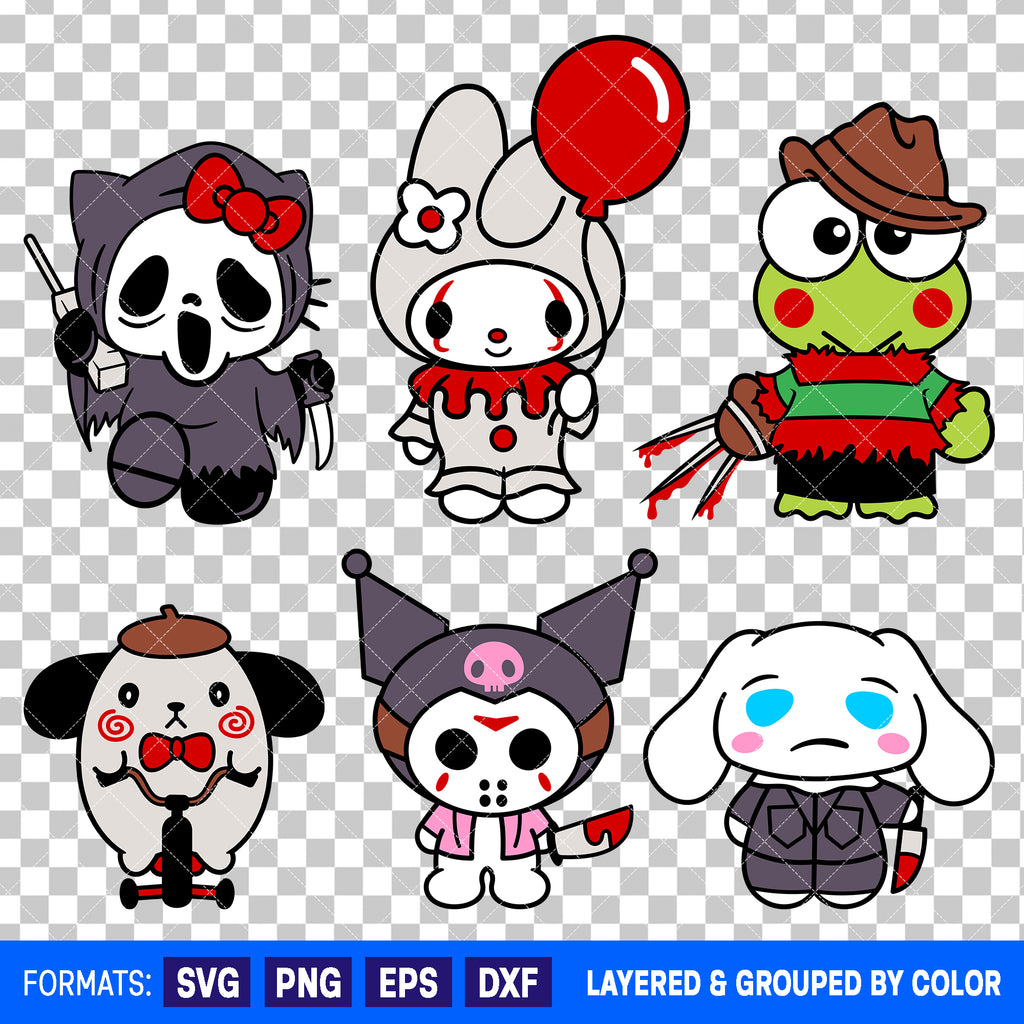 Sanrio Horror Characters Halloween Bundle SVG Cut Files for Cricut and Silhouette