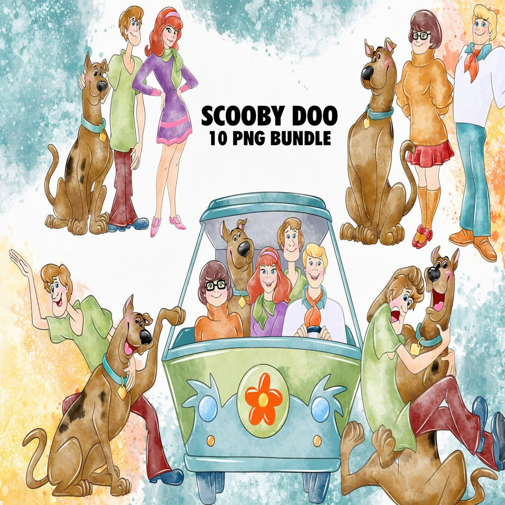 Scooby Doo Watercolor Clipart PNG Bundle #2