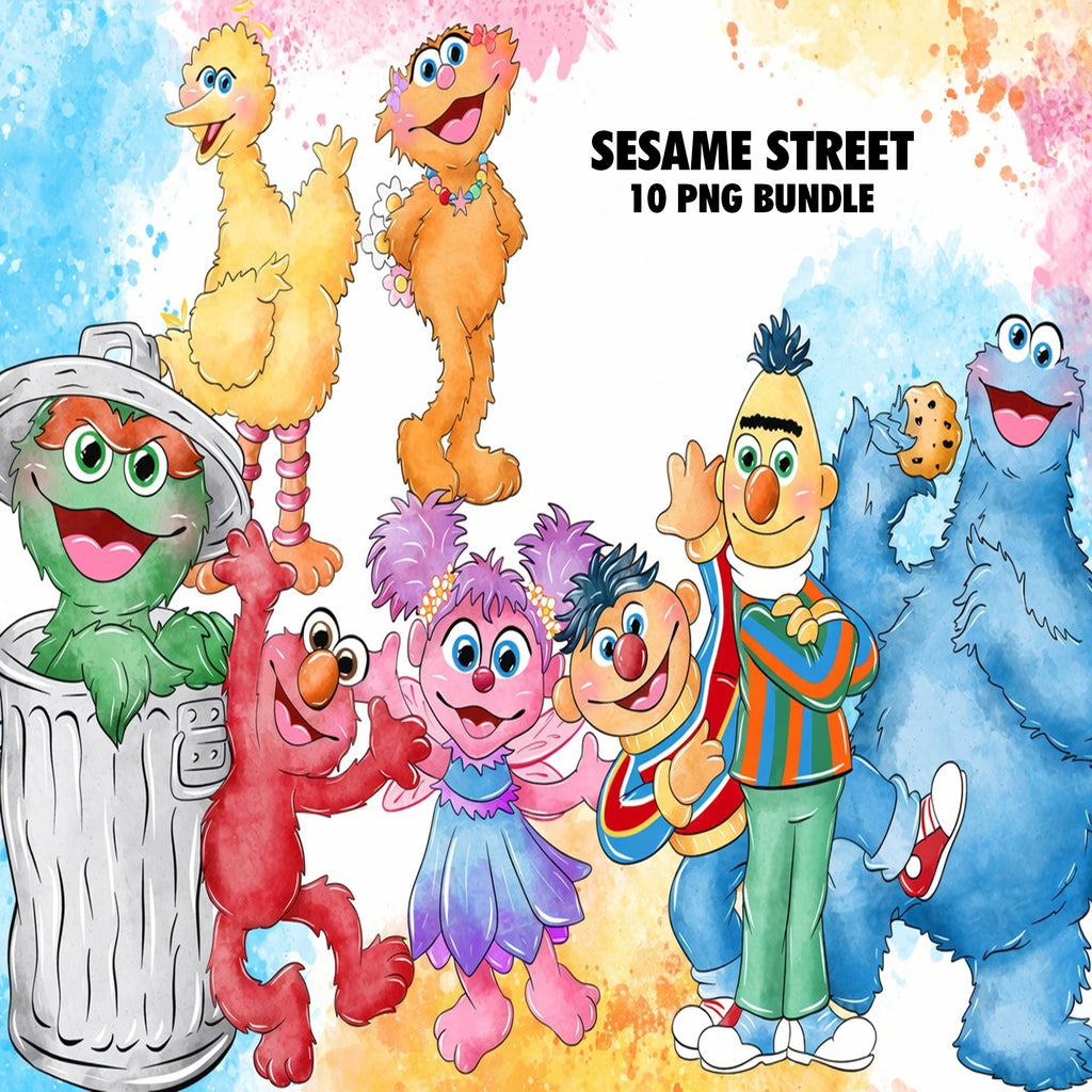 Sesame Street Watercolor Clipart PNG Bundle #2