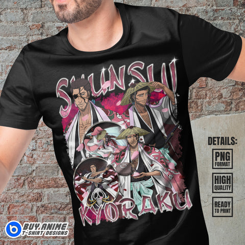 Shunsui Kyoraku Bleach Anime Bootleg T-shirt Design