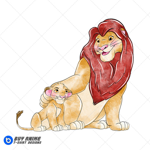 Simba and Mufasa The Lion King Watercolor Clipart PNG Hand Drawn Illustration