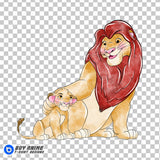 Simba and Mufasa The Lion King Watercolor Clipart PNG Hand Drawn Illustration