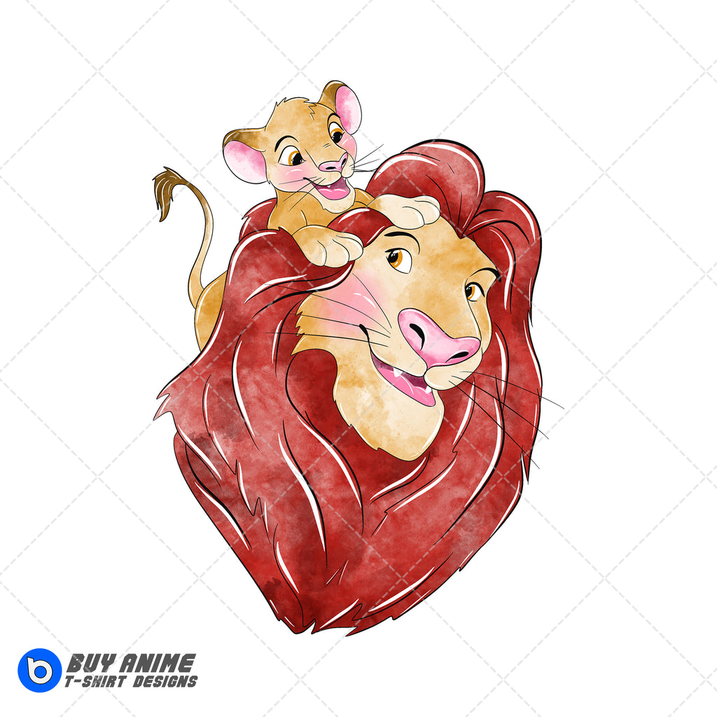 Simba and Mufasa The Lion King Watercolor Clipart PNG Hand Drawn Illustration #2