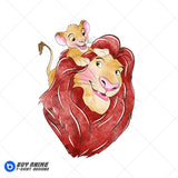 Simba and Mufasa The Lion King Watercolor Clipart PNG Hand Drawn Illustration #2