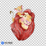 Simba and Mufasa The Lion King Watercolor Clipart PNG Hand Drawn Illustration #2
