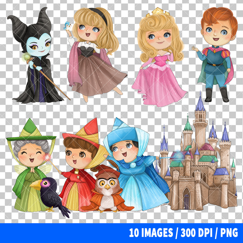 Sleeping Beauty Clipart PNG Bundle