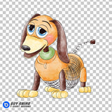 Slinky Dog Toy Story Watercolor Clipart PNG Hand Drawn Illustration