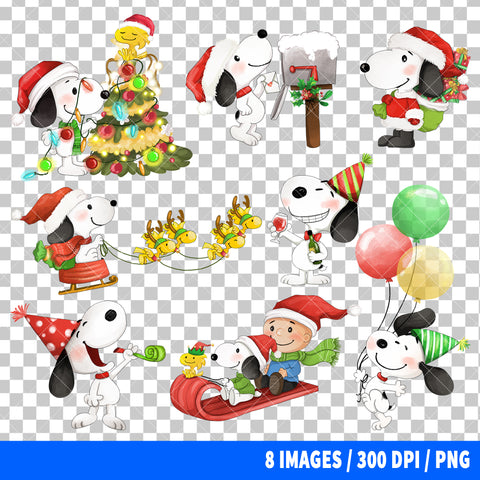 Snoopy Christmas Clipart PNG Bundle