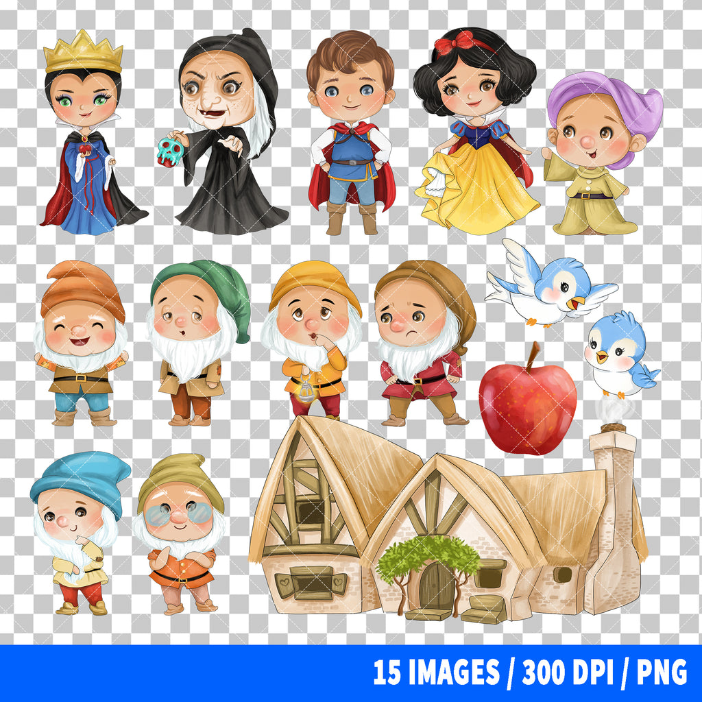 Snow White And The Seven Dwarfs Clipart PNG Bundle #2